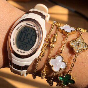 Armitron  Digital Watch Waterproof  Sports Watch Small Tan Rose Gold Adjustable